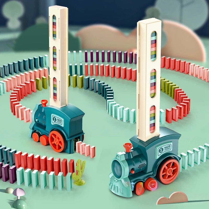 Automatic Colorful Domino Train with Lighting and Sound Effects